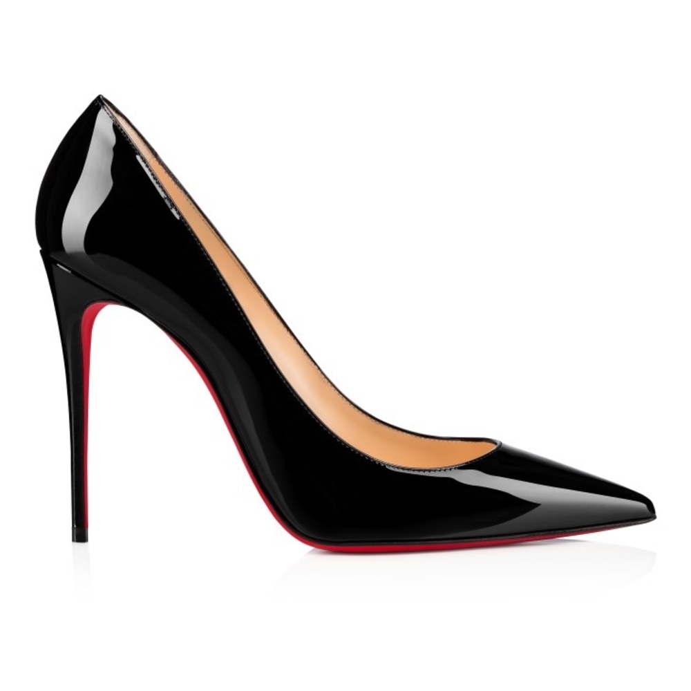 Christian Louboutin Kate 100mm Patent Black Leather Size 7 / 37